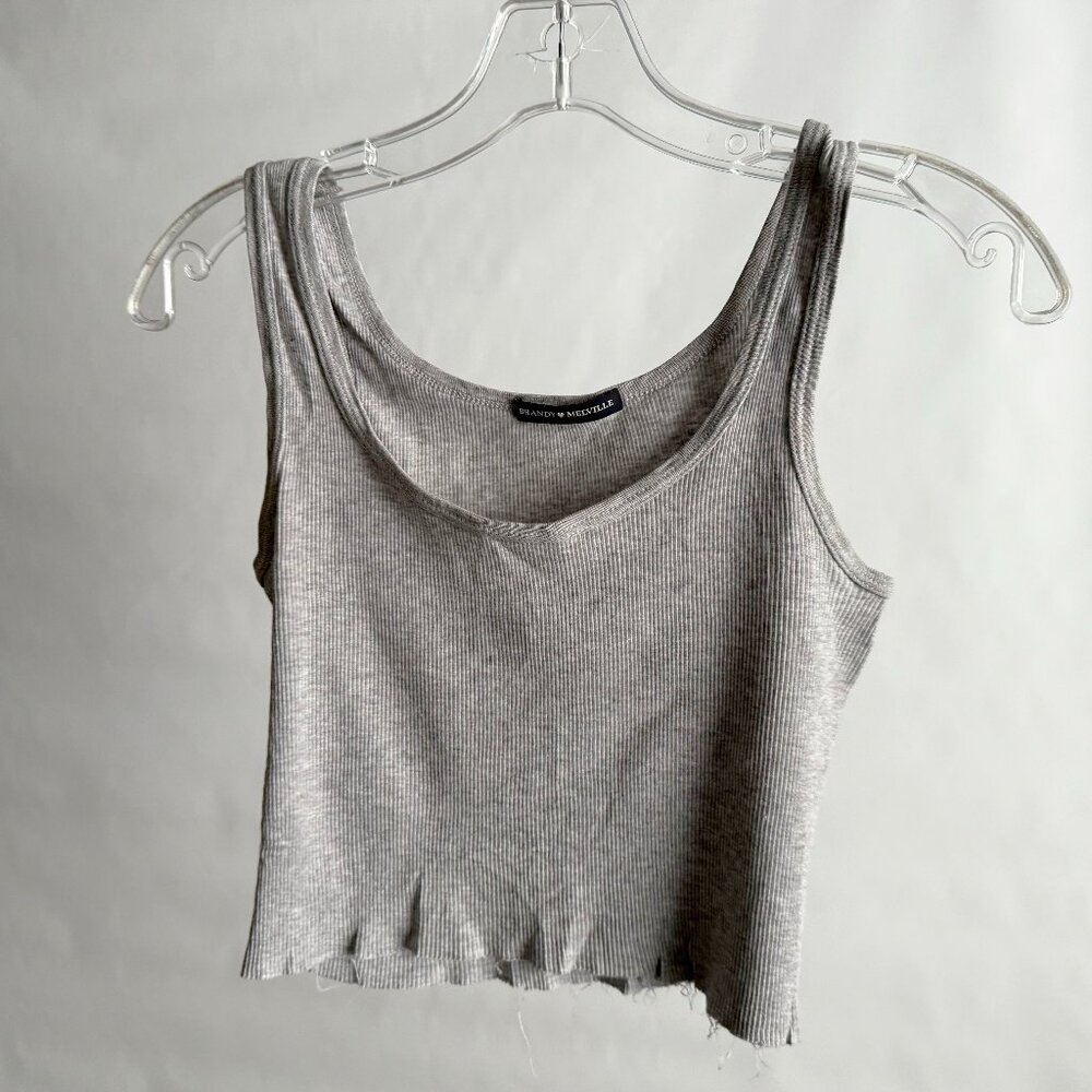 Brandy Melville Gray Ribbed Crop Tank Top